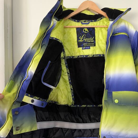 Liquid Freerider 8000mm Women's Small Snowboard Ski Jacket Blue Green Neon - Picture 5 of 7